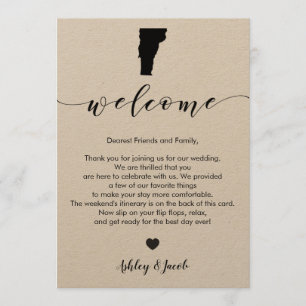 Vermont Wedding Welcome Letter & Itinerary Card Programma