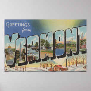 Vermont (Winterscène) - Grote letterscènes Poster
