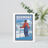 VermontSkier Admiring Uitzicht Briefkaart (Staand voorkant)