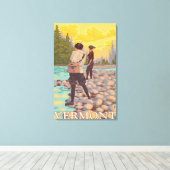 VermontWomen Fly Fishing Scene Canvas Afdruk (Insitu (Houten vloer))