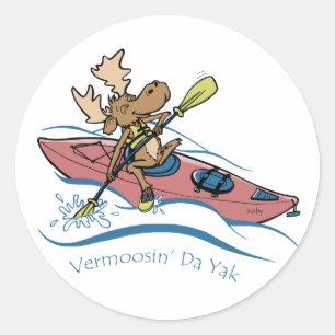 Vermoosin' Da Yak Vermont Kayaking Moose Ronde Sticker
