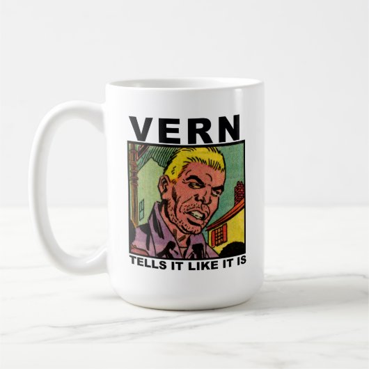 Vern vertelt het alsof het mok is (Links)