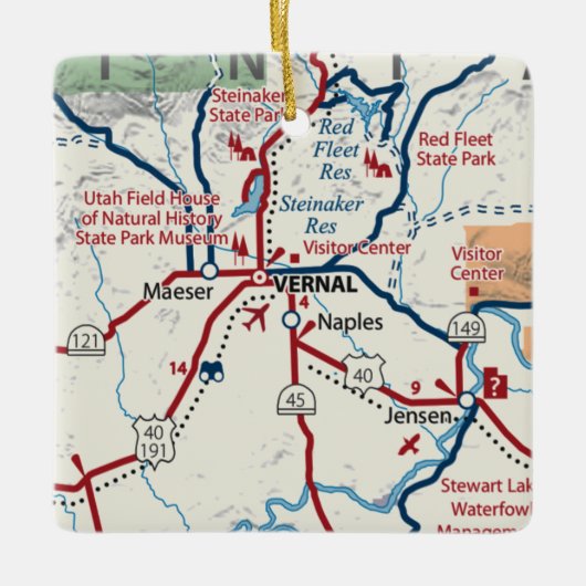 Vernal Utah Map Keramisch Ornament (Voorkant)