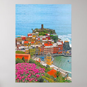 VERNAZZA - Cinque Terre - panorama - Ligurië - Poster