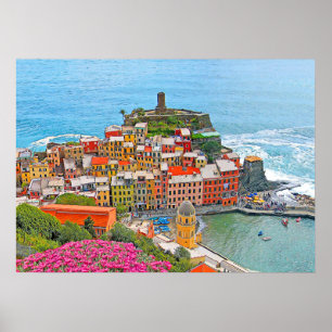 VERNAZZA - Cinque Terre - panorama - Ligurië - Poster