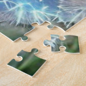 Vernederbare dandelion klokfoto puzzel puzzel. (Zijkant)