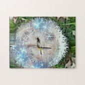 Vernederbare dandelion klokfoto puzzel puzzel. (Horizontaal)