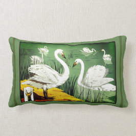 Verneuil Art Nouveau Design of Wild Swans Lumbar P Kussen