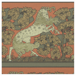 Verneuil Art Nouveau Paard: Vintage Equestrian Stof