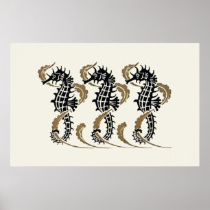 Verneuil Art Nouveau Seahorse Poster Print