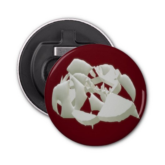 Vernield marmer abstracte moderne kunst witte prui button flesopener (Voorkant)