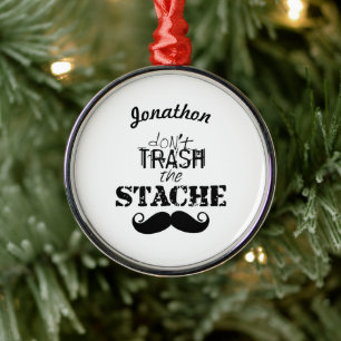 Vernietig de Stache Mustache Retro Hipster niet Metalen Ornament