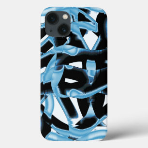 Vernietigde blauwe en zwarte schroot of tape iPhone 13 hoesje