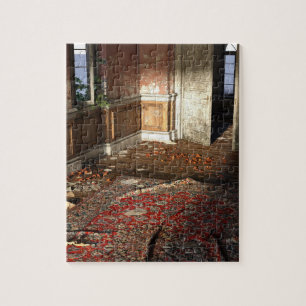 Vernietigde kamer in verlaten huis legpuzzel