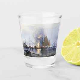 Vernietiging van Chinese oorlogsjunks 1843 Shot Glas