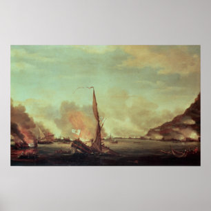 Vernietiging van drijvende batterijen bij poster