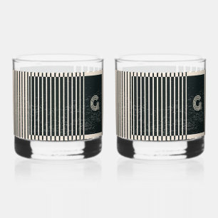 Vernieuwde zwart / crème stijl afdrukken whisky glas