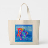 Vero Beach FL Fun Waterverf Ocean Fish Grote Tote Bag (Achterkant)