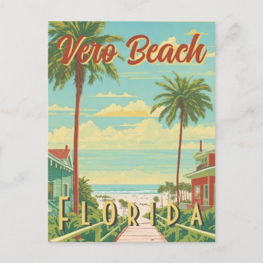 Vero Beach Florida  Palm Tree Beach Briefkaart (Voorkant)