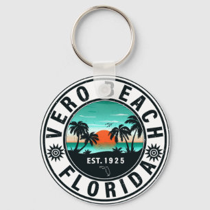 Vero Beach Florida Palm Tree Retro Sunset 60s Sleutelhanger