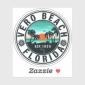 Vero Beach Florida Palm Tree Retro Sunset Souvenir Sticker (Vel)
