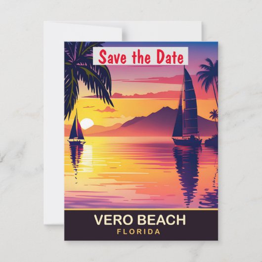Vero Beach, Florida, Reis Briefkaart, Save The Date (Voorkant)
