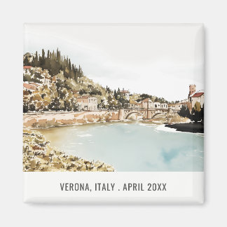 Verona Adige Italië Waterverf Italiaans reizen Magneet