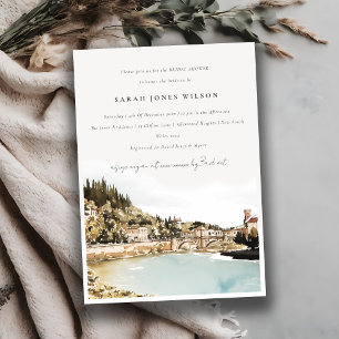 Verona Adige River Italië Waterverf Vrijgezellenfe Kaart