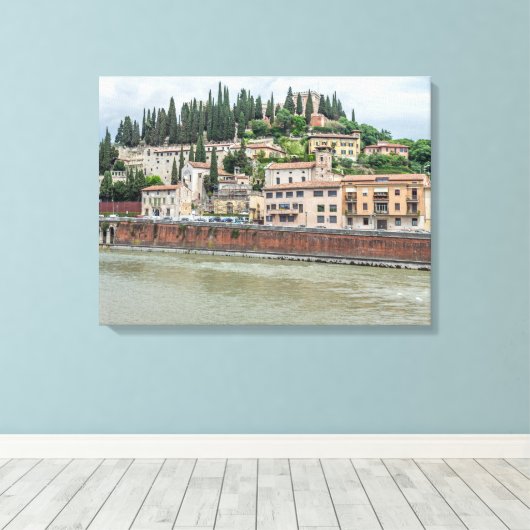 Verona Castel San Pietro uitzicht canvas print (Insitu (Houten vloer))