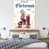 Verona Italiaanse scooter-reisposter Canvas Afdruk (Insitu (Slaapkamer))