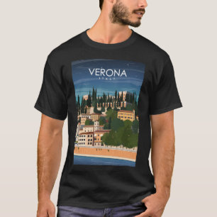 Verona Italië Minimal Retro Travel Poster T-shirt