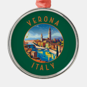 Verona Italië Retro Distressed Circle Metalen Ornament
