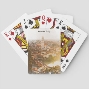 Verona Italië Stad Silhouette Waterverf Schilderij Pokerkaarten