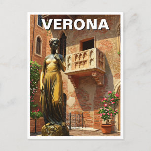 Verona Juliet Standbeeld Balkon Italië Reizen Briefkaart