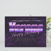 Verona Nom Prénom carte rétro lilas pour anniversa (Debout devant)