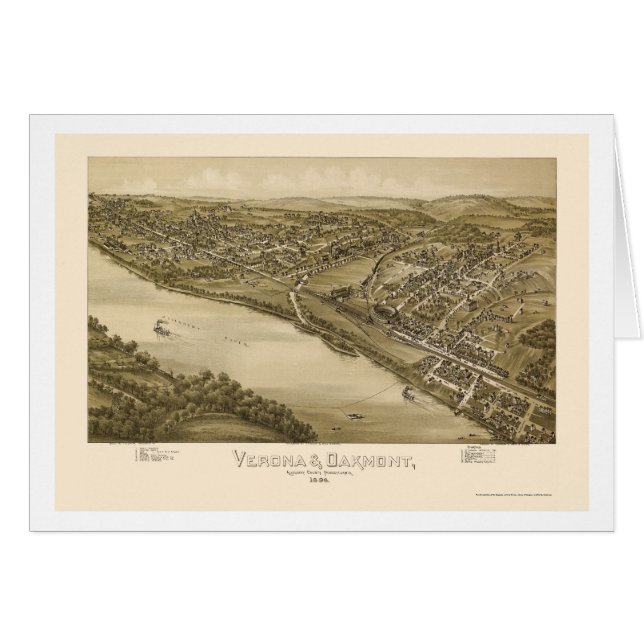 Verona & Oakmont, PA Panoramic Map - 1896 (Voorkant Horizontaal)