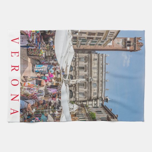 Verona Piazza Erbe vue serviette de thé (Horizontal)