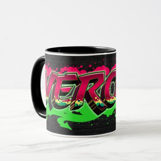 Verona prénom nom Graffiti rouge vert tasse (Devant gauche)