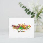 Verona skyline in watercolor briefkaart (Staand voorkant)