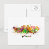 Verona skyline in watercolor briefkaart (Voorkant / Achterkant)