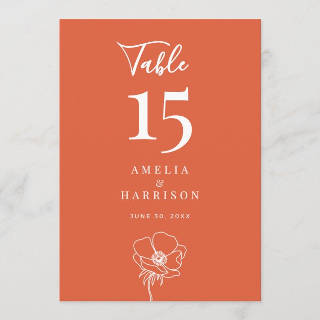 Verona Sunset Floral Wedding 5x7 Tafelnummer (Voorkant)