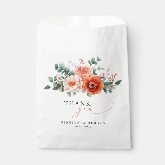 Verona Sunset Helder Sinaasappel Modern Bloemen Hu Bedankzakje (Voorkant)