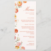 Verona Sunset Orange Floral Wedding Flat Menu (Voorkant)