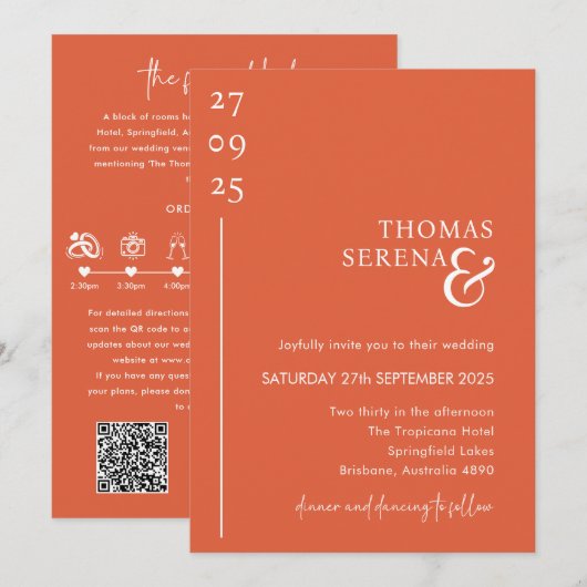 Verona Sunset QR Code Tijdlijn Reisschema Huwelijk Kaart (Voorkant / Achterkant)