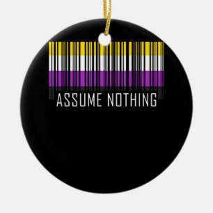 Veronderstel niets Nonbinary de Barcode Enby van d Keramisch Ornament