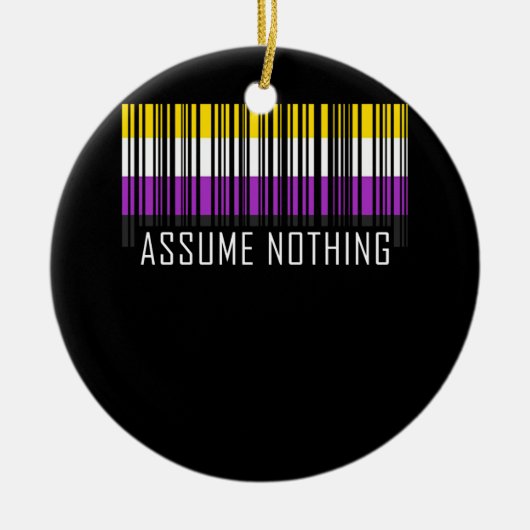 Veronderstel niets Nonbinary de Barcode Enby van d Keramisch Ornament (Voorkant)