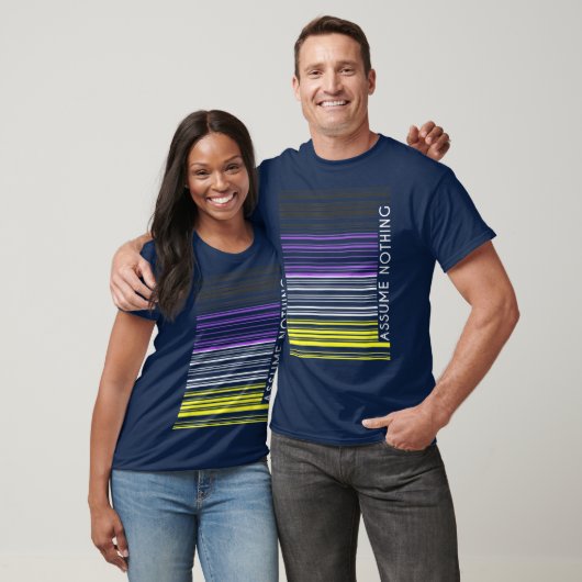 Veronderstel niets Nonbinary Streepbarcode Enby LG T-shirt (Unisex)