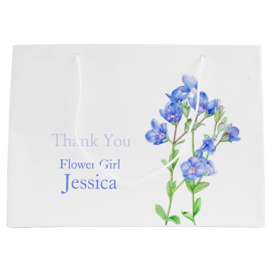 Veronica bruiloft blauw bloemmeisje gunsttas large cadeautasje (Voorkant)