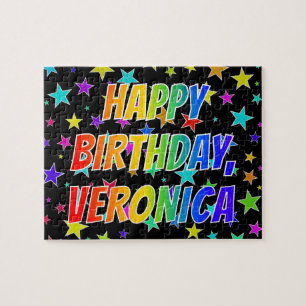 "VERONICA" Voornaam, geun "HAPPY BIRTHDAY" Legpuzzel