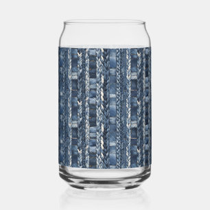 Verontruste en gevlochten Blue Jean Denim Blikvorm Glas